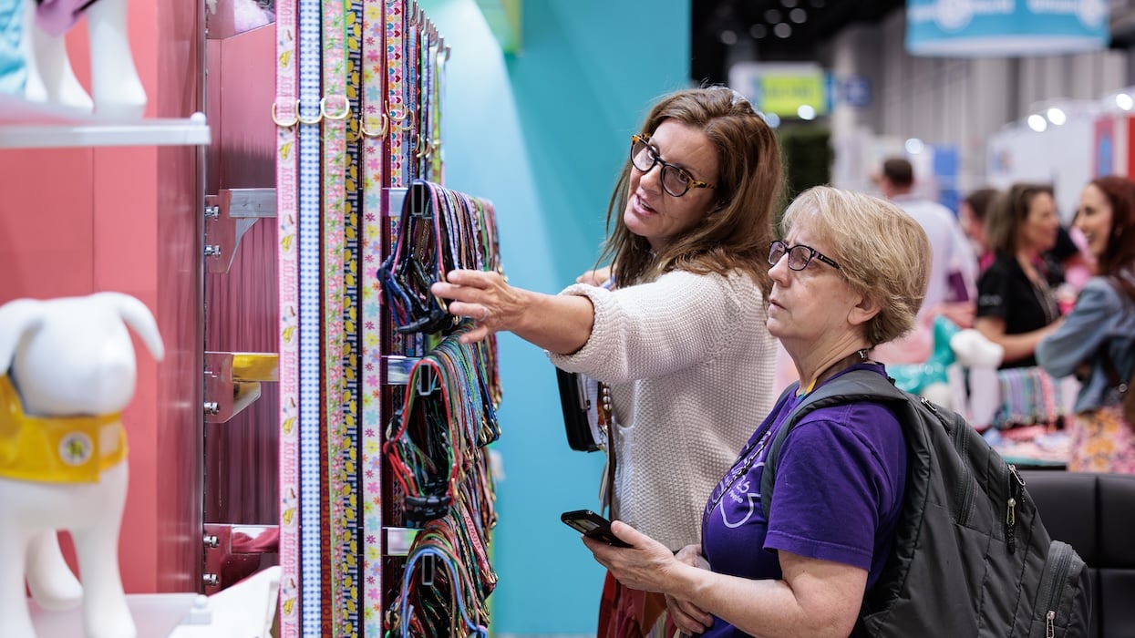 Retail Buyers Browsing Collars at Global Pet Expo