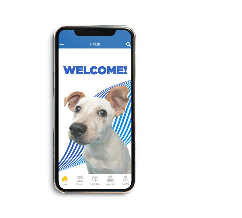 Mock Up of the Global Pet Expo Event App for 2025 on a Phone Screen